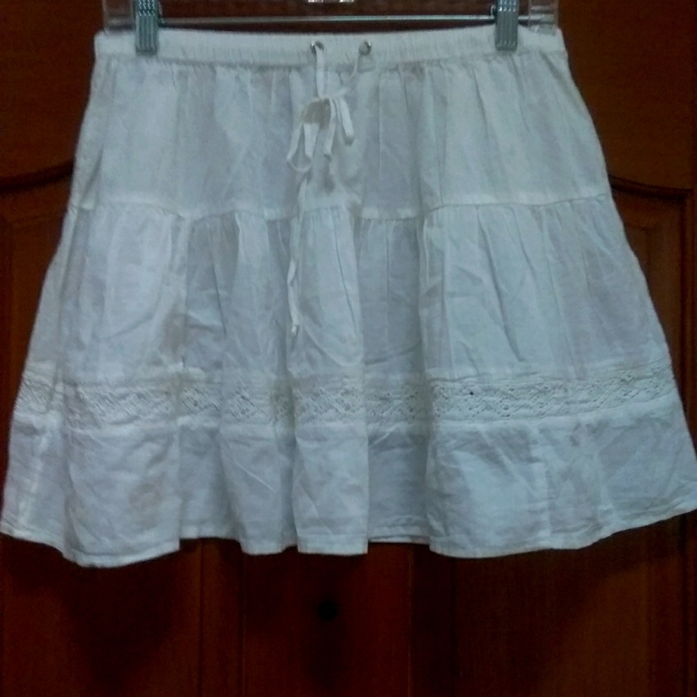 White cotton mini skirt szL